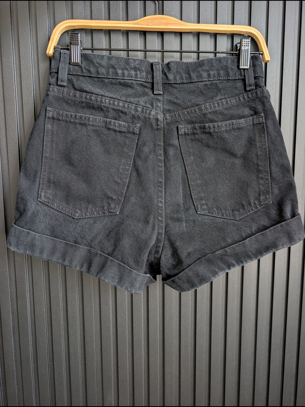 American Apparel Black High-Rise Denim Shorts - Picture 2 of 10